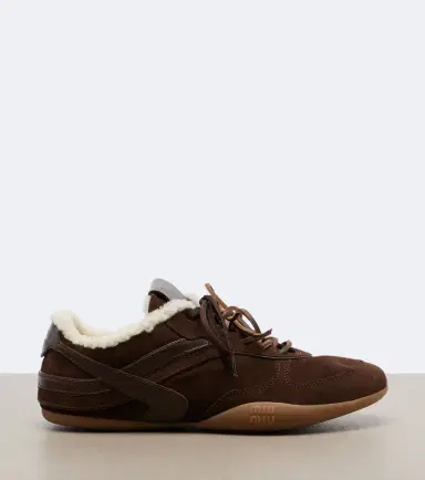 Miu Miu Gymnasium leather-trimmed suede sneakers | Thumbnail 3 Miu Miu Gymnasium leather-trimmed suede sneakers | Thumbnail 3