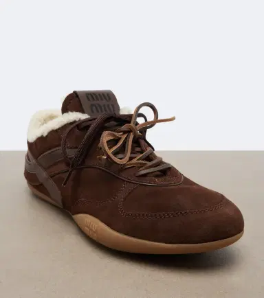 Miu Miu Gymnasium leather-trimmed suede sneakers | Thumbnail 4 Miu Miu Gymnasium leather-trimmed suede sneakers | Thumbnail 4