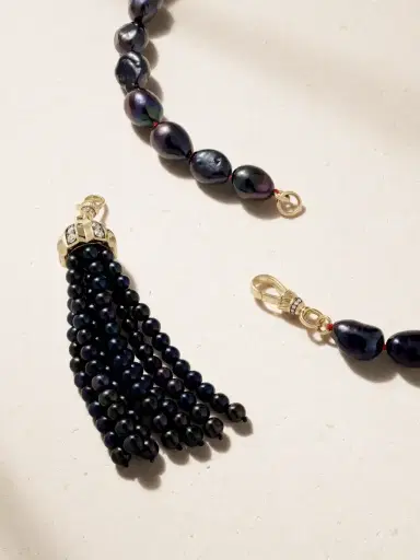 Lucy Delius 14-karat Gold, Diamonds And Pearl Beaded Necklace | Thumbnail 3 Lucy Delius 14-karat Gold, Diamonds And Pearl Beaded Necklace | Thumbnail 3