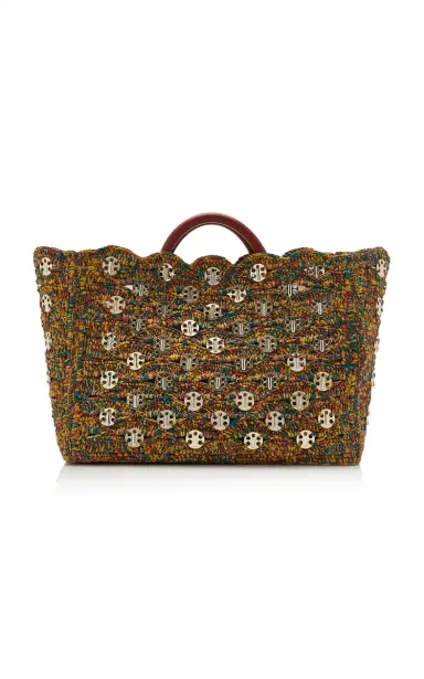 Rabanne Embellished Raffia Tote Bag | Thumbnail 2 Rabanne Embellished Raffia Tote Bag | Thumbnail 2