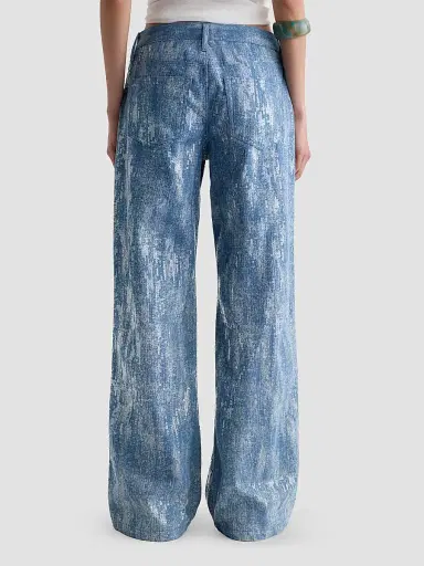 AG Jeans Women's Adria Sequined Low-Rise Wide-Leg Jeans - Next To Water - Size 32 | Thumbnail 3 AG Jeans Women's Adria Sequined Low-Rise Wide-Leg Jeans - Next To Water - Size 32 | Thumbnail 3