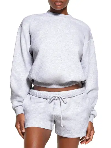Skims Women's Cotton Fleece Classic Crewneck - Light Heather Grey | Thumbnail 3 Skims Women's Cotton Fleece Classic Crewneck - Light Heather Grey | Thumbnail 3
