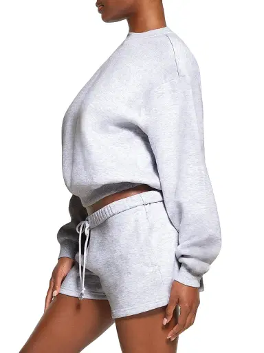 Skims Women's Cotton Fleece Classic Crewneck - Light Heather Grey | Thumbnail 4 Skims Women's Cotton Fleece Classic Crewneck - Light Heather Grey | Thumbnail 4
