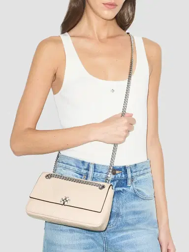 Tory Burch Women's Charlie Quilted Leather Small Shoulder Bag - Soft Pink | Thumbnail 2 Tory Burch Women's Charlie Quilted Leather Small Shoulder Bag - Soft Pink | Thumbnail 2