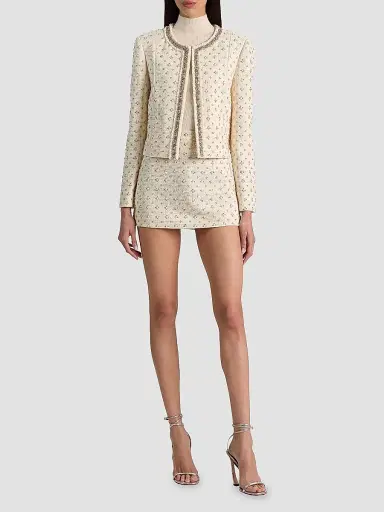 Alice + Olivia Women's Thomasina Embellished Tweed Crop Jacket - Vanilla - Size XL | Thumbnail 2 Alice + Olivia Women's Thomasina Embellished Tweed Crop Jacket - Vanilla - Size XL | Thumbnail 2