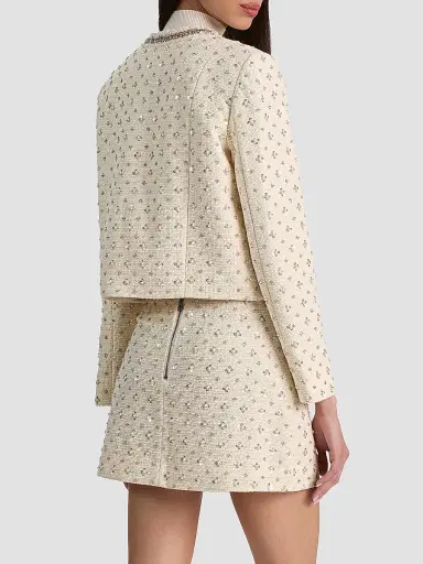 Alice + Olivia Women's Thomasina Embellished Tweed Crop Jacket - Vanilla - Size XL | Thumbnail 3 Alice + Olivia Women's Thomasina Embellished Tweed Crop Jacket - Vanilla - Size XL | Thumbnail 3
