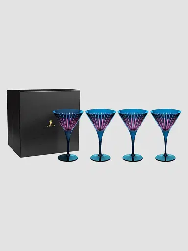 L'Objet Prism 4-Piece Martini Glass Set - Blue | Thumbnail 2 L'Objet Prism 4-Piece Martini Glass Set - Blue | Thumbnail 2