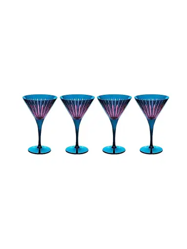 L'Objet Prism 4-Piece Martini Glass Set - Blue | Thumbnail 1 L'Objet Prism 4-Piece Martini Glass Set - Blue | Thumbnail 1