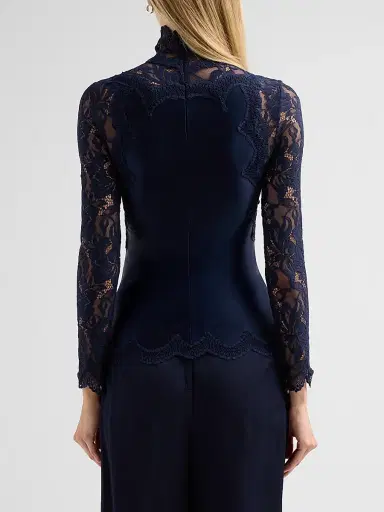 Rabanne Women's Lace Satin Long-Sleeve Top | Thumbnail 3 Rabanne Women's Lace Satin Long-Sleeve Top | Thumbnail 3