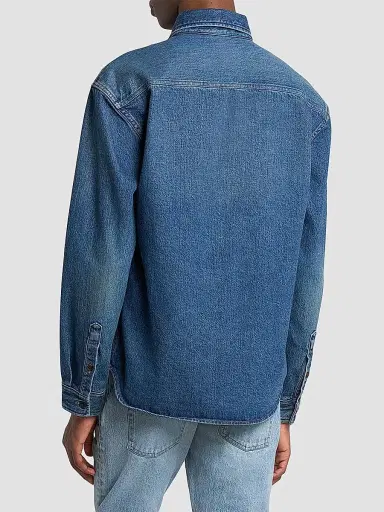 Saint Laurent Men's Cassandre Shirt in Denim | Thumbnail 4 Saint Laurent Men's Cassandre Shirt in Denim | Thumbnail 4