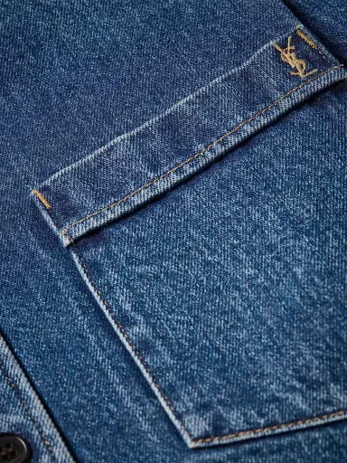 Saint Laurent Men's Cassandre Shirt in Denim | Thumbnail 6 Saint Laurent Men's Cassandre Shirt in Denim | Thumbnail 6