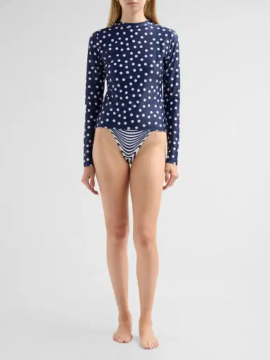 Jean Paul Gaultier Women's Polka Dot Stretch-Jersey Crewneck Top - Navy White - Size Small | Thumbnail 2 Jean Paul Gaultier Women's Polka Dot Stretch-Jersey Crewneck Top - Navy White - Size Small | Thumbnail 2