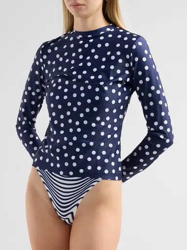 Jean Paul Gaultier Women's Polka Dot Stretch-Jersey Crewneck Top - Navy White - Size Small | Thumbnail 5 Jean Paul Gaultier Women's Polka Dot Stretch-Jersey Crewneck Top - Navy White - Size Small | Thumbnail 5