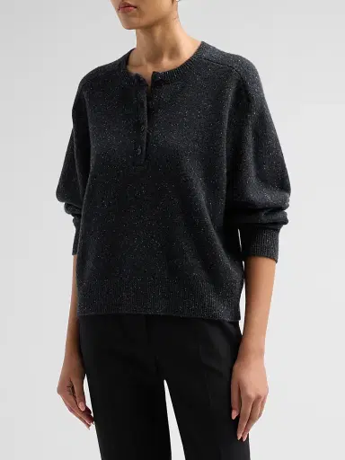 Loulou de Saison Women's Malo Saddle-Sleeve Sweater - Peppered Anthracite | Thumbnail 4 Loulou de Saison Women's Malo Saddle-Sleeve Sweater - Peppered Anthracite | Thumbnail 4