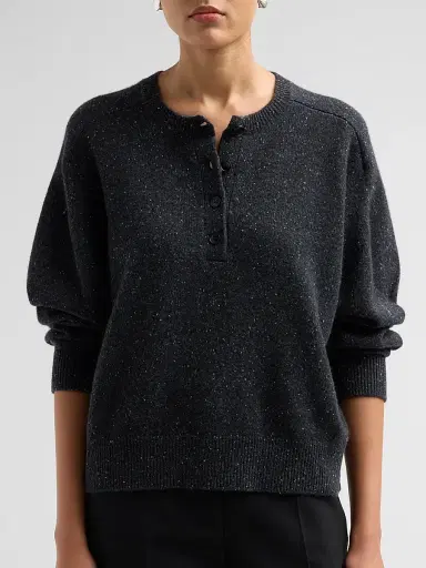 Loulou de Saison Women's Malo Saddle-Sleeve Sweater - Peppered Anthracite | Thumbnail 5 Loulou de Saison Women's Malo Saddle-Sleeve Sweater - Peppered Anthracite | Thumbnail 5