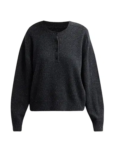 Loulou de Saison Women's Malo Saddle-Sleeve Sweater - Peppered Anthracite | Thumbnail 1 Loulou de Saison Women's Malo Saddle-Sleeve Sweater - Peppered Anthracite | Thumbnail 1