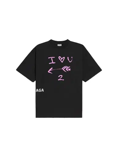 Balenciaga Men's I Love U Medium Fit T-Shirt - Black | Thumbnail 1 Balenciaga Men's I Love U Medium Fit T-Shirt - Black | Thumbnail 1
