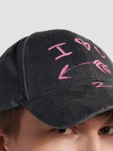Balenciaga Men's I Love U Baseball Cap - Black | Thumbnail 5 Balenciaga Men's I Love U Baseball Cap - Black | Thumbnail 5