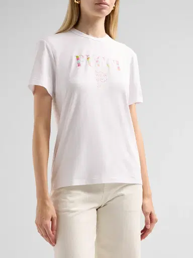 PUCCI Women's L'Alba Logo Stretch-Jersey Crewneck T-Shirt | Thumbnail 4 PUCCI Women's L'Alba Logo Stretch-Jersey Crewneck T-Shirt | Thumbnail 4