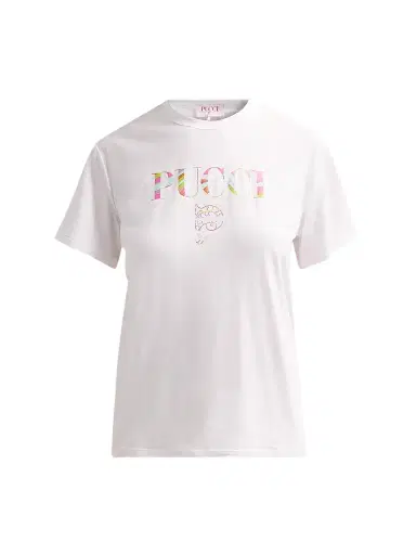 PUCCI Women's L'Alba Logo Stretch-Jersey Crewneck T-Shirt | Thumbnail 1 PUCCI Women's L'Alba Logo Stretch-Jersey Crewneck T-Shirt | Thumbnail 1