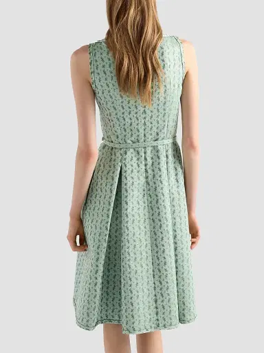 Prada Women's Floral Print Duchess Dress - Green - Size 6 | Thumbnail 4 Prada Women's Floral Print Duchess Dress - Green - Size 6 | Thumbnail 4