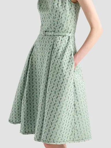 Prada Women's Floral Print Duchess Dress - Green - Size 6 | Thumbnail 5 Prada Women's Floral Print Duchess Dress - Green - Size 6 | Thumbnail 5