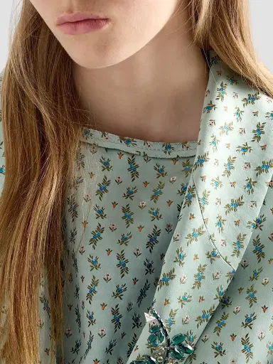 Prada Women's Floral Print Duchess Dress - Green - Size 6 | Thumbnail 6 Prada Women's Floral Print Duchess Dress - Green - Size 6 | Thumbnail 6