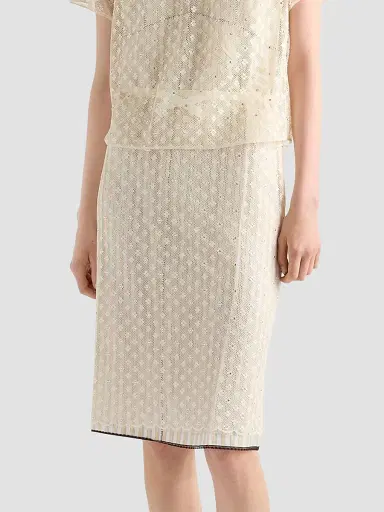 Prada Women's Embroidered Lace Skirt - Beige | Thumbnail 2 Prada Women's Embroidered Lace Skirt - Beige | Thumbnail 2