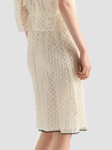 Prada Women's Embroidered Lace Skirt - Beige | Thumbnail 4 Prada Women's Embroidered Lace Skirt - Beige | Thumbnail 4