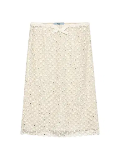 Prada Women's Embroidered Lace Skirt - Beige | Thumbnail 1 Prada Women's Embroidered Lace Skirt - Beige | Thumbnail 1