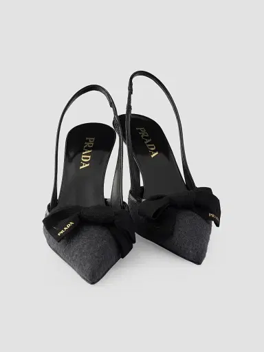 Prada Women's Fabric Slingback Pumps | Thumbnail 4 Prada Women's Fabric Slingback Pumps | Thumbnail 4