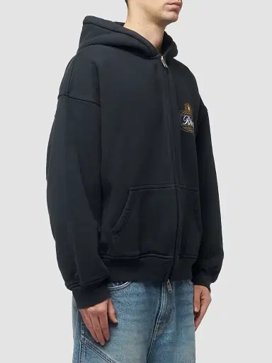 Rhude Men's Safari Crest Zip-Front Hoodie - Vintage Black Blue | Thumbnail 3 Rhude Men's Safari Crest Zip-Front Hoodie - Vintage Black Blue | Thumbnail 3