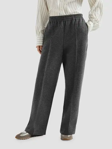 Brunello Cucinelli Women's Techno Cotton and Cashmere Interlock Track Sweatpants - Anthracite | Thumbnail 2 Brunello Cucinelli Women's Techno Cotton and Cashmere Interlock Track Sweatpants - Anthracite | Thumbnail 2