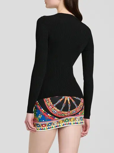 Dolce & Gabbana Women's Molded Rib-Knit Cardigan - Nero - Size 12 | Thumbnail 3 Dolce & Gabbana Women's Molded Rib-Knit Cardigan - Nero - Size 12 | Thumbnail 3