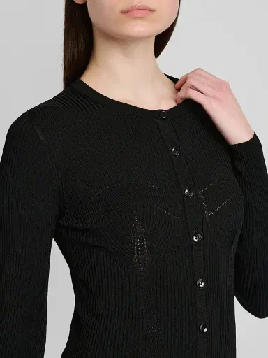 Dolce & Gabbana Women's Molded Rib-Knit Cardigan - Nero - Size 12 | Thumbnail 5 Dolce & Gabbana Women's Molded Rib-Knit Cardigan - Nero - Size 12 | Thumbnail 5