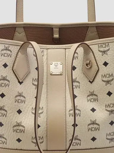 MCM Women's Liz Visetos Canvas Shopper Tote Bag - Beige Black | Thumbnail 2 MCM Women's Liz Visetos Canvas Shopper Tote Bag - Beige Black | Thumbnail 2