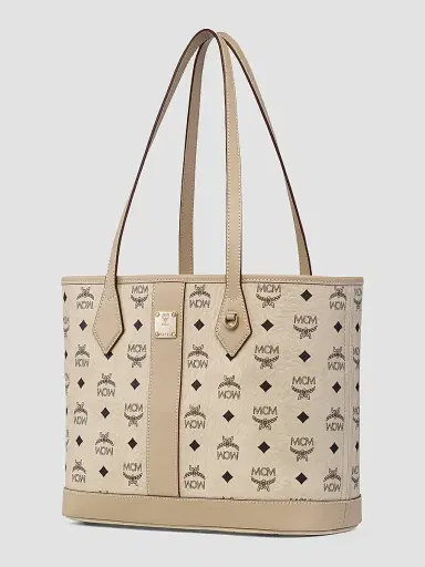 MCM Women's Liz Visetos Canvas Shopper Tote Bag - Beige Black | Thumbnail 5 MCM Women's Liz Visetos Canvas Shopper Tote Bag - Beige Black | Thumbnail 5