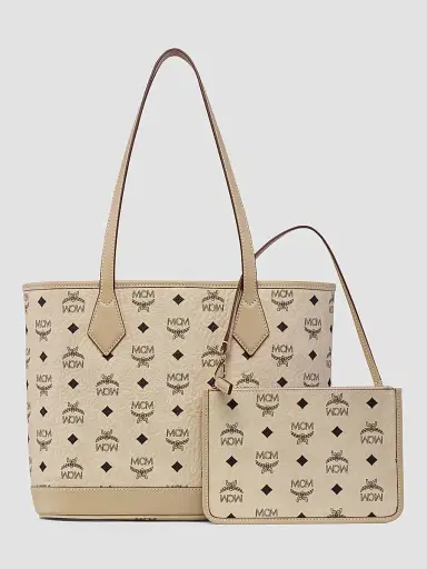 MCM Women's Liz Visetos Canvas Shopper Tote Bag - Beige Black | Thumbnail 6 MCM Women's Liz Visetos Canvas Shopper Tote Bag - Beige Black | Thumbnail 6