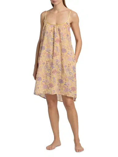 Papinelle Women's Karolina Floral Cotton Voile Nightie - Golden Haze | Thumbnail 2 Papinelle Women's Karolina Floral Cotton Voile Nightie - Golden Haze | Thumbnail 2