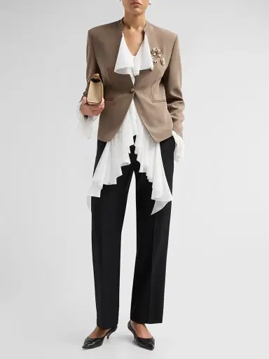 Cinq à Sept Women's Maren Embellished Ruffle-Trim Blazer | Thumbnail 2 Cinq à Sept Women's Maren Embellished Ruffle-Trim Blazer | Thumbnail 2