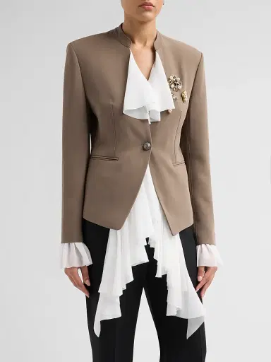 Cinq à Sept Women's Maren Embellished Ruffle-Trim Blazer | Thumbnail 4 Cinq à Sept Women's Maren Embellished Ruffle-Trim Blazer | Thumbnail 4