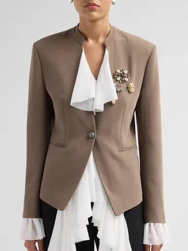 Cinq à Sept Women's Maren Embellished Ruffle-Trim Blazer | Thumbnail 5 Cinq à Sept Women's Maren Embellished Ruffle-Trim Blazer | Thumbnail 5