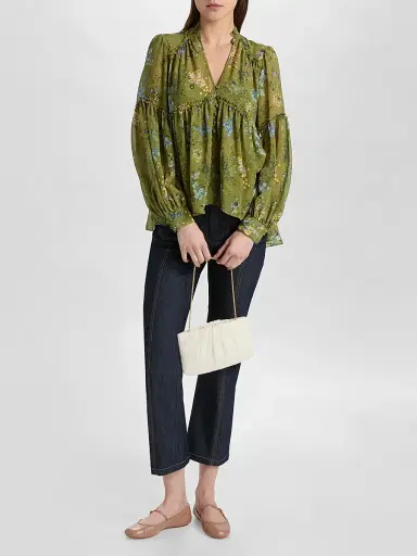 Cinq à Sept Women's Windswept Floral Edeline Top - Iguana Multi | Thumbnail 2 Cinq à Sept Women's Windswept Floral Edeline Top - Iguana Multi | Thumbnail 2