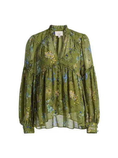 Cinq à Sept Women's Windswept Floral Edeline Top - Iguana Multi | Thumbnail 1 Cinq à Sept Women's Windswept Floral Edeline Top - Iguana Multi | Thumbnail 1