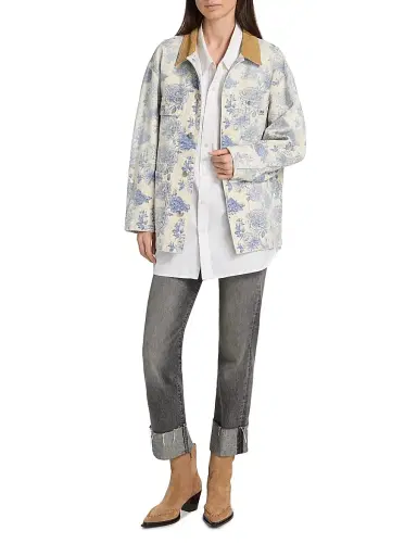 R13 Women's Floral Cotton Chore Jacket - Dustbloom Indigo - Size XS | Thumbnail 2 R13 Women's Floral Cotton Chore Jacket - Dustbloom Indigo - Size XS | Thumbnail 2