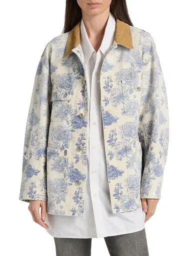R13 Women's Floral Cotton Chore Jacket - Dustbloom Indigo - Size XS | Thumbnail 3 R13 Women's Floral Cotton Chore Jacket - Dustbloom Indigo - Size XS | Thumbnail 3