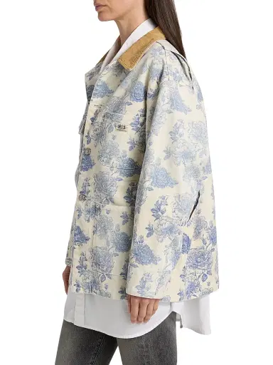 R13 Women's Floral Cotton Chore Jacket - Dustbloom Indigo - Size XS | Thumbnail 4 R13 Women's Floral Cotton Chore Jacket - Dustbloom Indigo - Size XS | Thumbnail 4
