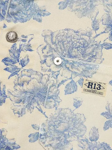 R13 Women's Floral Cotton Chore Jacket - Dustbloom Indigo - Size XS | Thumbnail 7 R13 Women's Floral Cotton Chore Jacket - Dustbloom Indigo - Size XS | Thumbnail 7