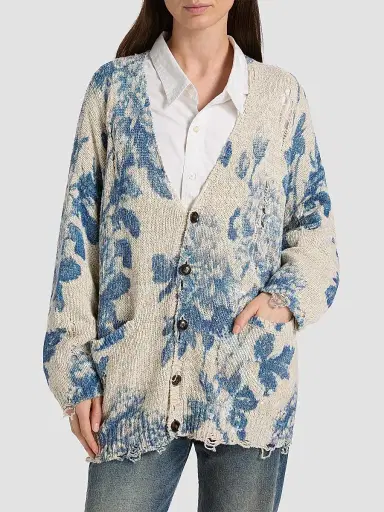 R13 Women's Floral Linen-Cotton Blend Oversized Cardigan | Thumbnail 3 R13 Women's Floral Linen-Cotton Blend Oversized Cardigan | Thumbnail 3
