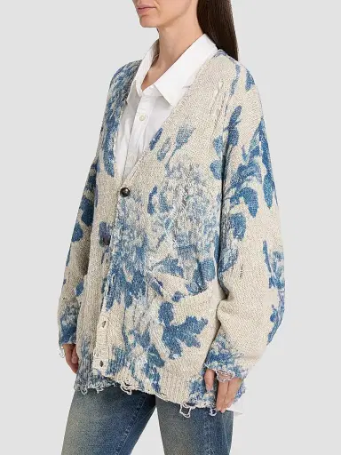 R13 Women's Floral Linen-Cotton Blend Oversized Cardigan | Thumbnail 4 R13 Women's Floral Linen-Cotton Blend Oversized Cardigan | Thumbnail 4